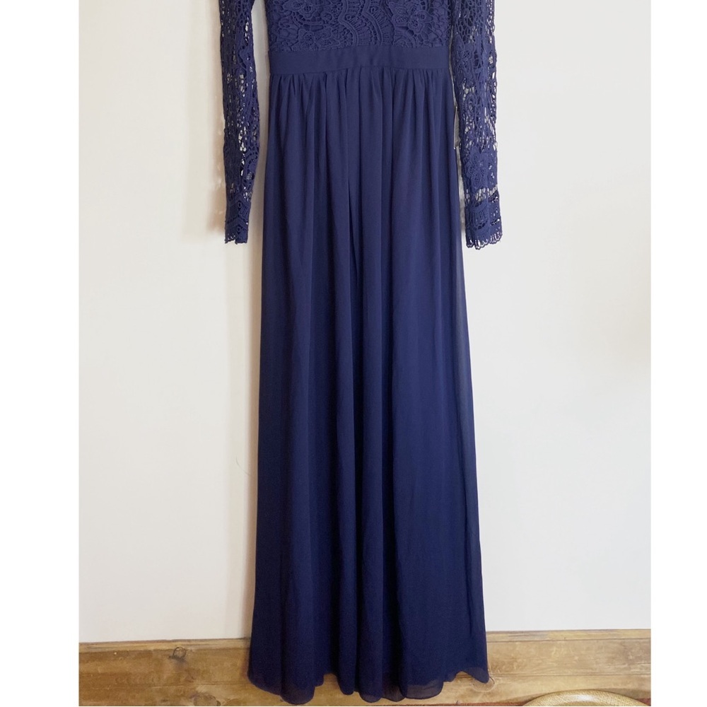 Lulu’s NWT Awaken My Love long full length Dress Navy Blue Womens size M - Picture 7 of 11